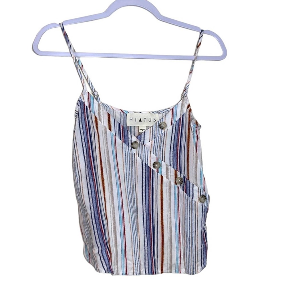 Hiatus Striped Button Detail Tank Size XS